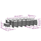 17-tlg. Garten-Essgruppe mit Kissen Braun Poly Rattan