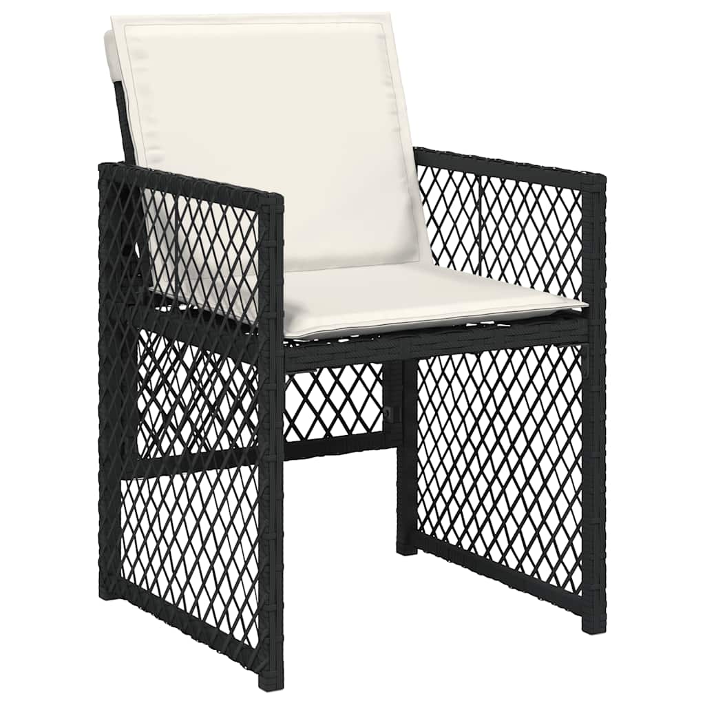 5-tlg. Garten-Essgruppe mit Kissen Schwarz Poly Rattan