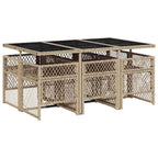 7-tlg. Garten-Essgruppe mit Kissen Beige Poly Rattan