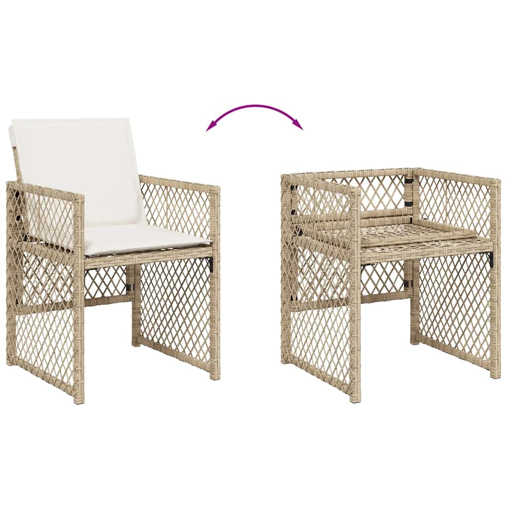 17-tlg. Garten-Essgruppe mit Kissen Beige Poly Rattan