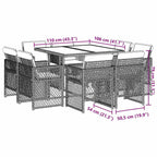9-tlg. Garten-Essgruppe mit Kissen Beigemischung Poly Rattan