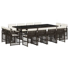 13-tlg. Garten-Essgruppe mit Kissen Braun Poly Rattan