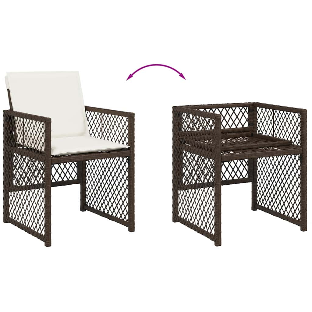 13-tlg. Garten-Essgruppe mit Kissen Braun Poly Rattan