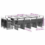 13-tlg. Garten-Essgruppe mit Kissen Braun Poly Rattan