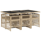 7-tlg. Garten-Essgruppe mit Kissen Beige Poly Rattan