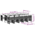 11-tlg. Garten-Essgruppe mit Kissen Beigemischung Poly Rattan