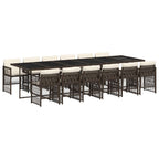 13-tlg. Garten-Essgruppe mit Kissen Braun Poly Rattan