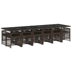 13-tlg. Garten-Essgruppe mit Kissen Braun Poly Rattan