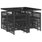 9-tlg. Garten-Essgruppe mit Kissen Schwarz Poly Rattan