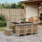11-tlg. Garten-Essgruppe mit Kissen Beigemischung Poly Rattan