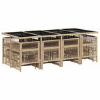 13-tlg. Garten-Essgruppe mit Kissen Beige Poly Rattan