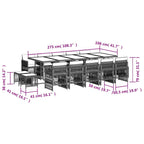 15-tlg. Garten-Essgruppe mit Kissen Beigemischung Poly Rattan