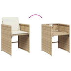 11-tlg. Garten-Essgruppe mit Kissen Beige Poly Rattan