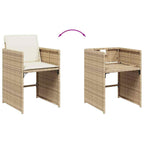 11-tlg. Garten-Essgruppe mit Kissen Beige Poly Rattan