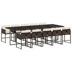 11-tlg. Garten-Essgruppe mit Kissen Braun Poly Rattan