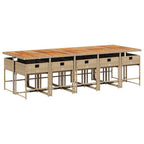 11-tlg. Garten-Essgruppe mit Kissen Beige Poly Rattan