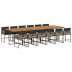 13-tlg. Garten-Essgruppe mit Kissen Grau Poly Rattan