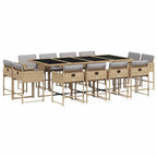 13-tlg. Garten-Essgruppe mit Kissen Beigemischung Poly Rattan