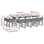 13-tlg. Garten-Essgruppe mit Kissen Grau Poly Rattan