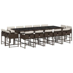 15-tlg. Garten-Essgruppe mit Kissen Braun Poly Rattan