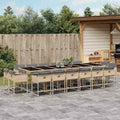 17-tlg. Garten-Essgruppe mit Kissen Beigemischung Poly Rattan