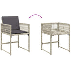 5-tlg. Garten-Essgruppe mit Kissen Hellgrau Poly Rattan