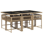 7-tlg. Garten-Essgruppe mit Kissen Beigemischung Poly Rattan