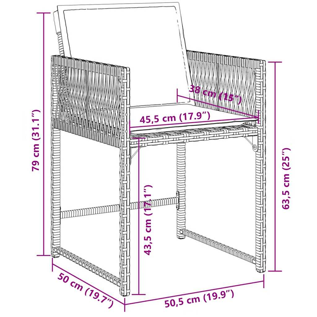 7-tlg. Garten-Essgruppe mit Kissen Beigemischung Poly Rattan