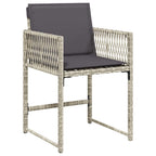 9-tlg. Garten-Essgruppe mit Kissen Hellgrau Poly Rattan