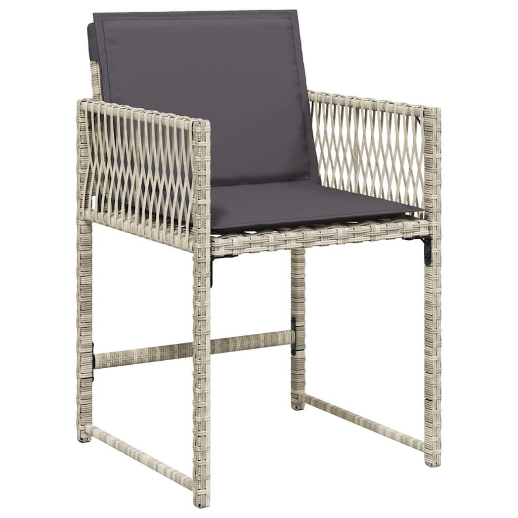 9-tlg. Garten-Essgruppe mit Kissen Hellgrau Poly Rattan