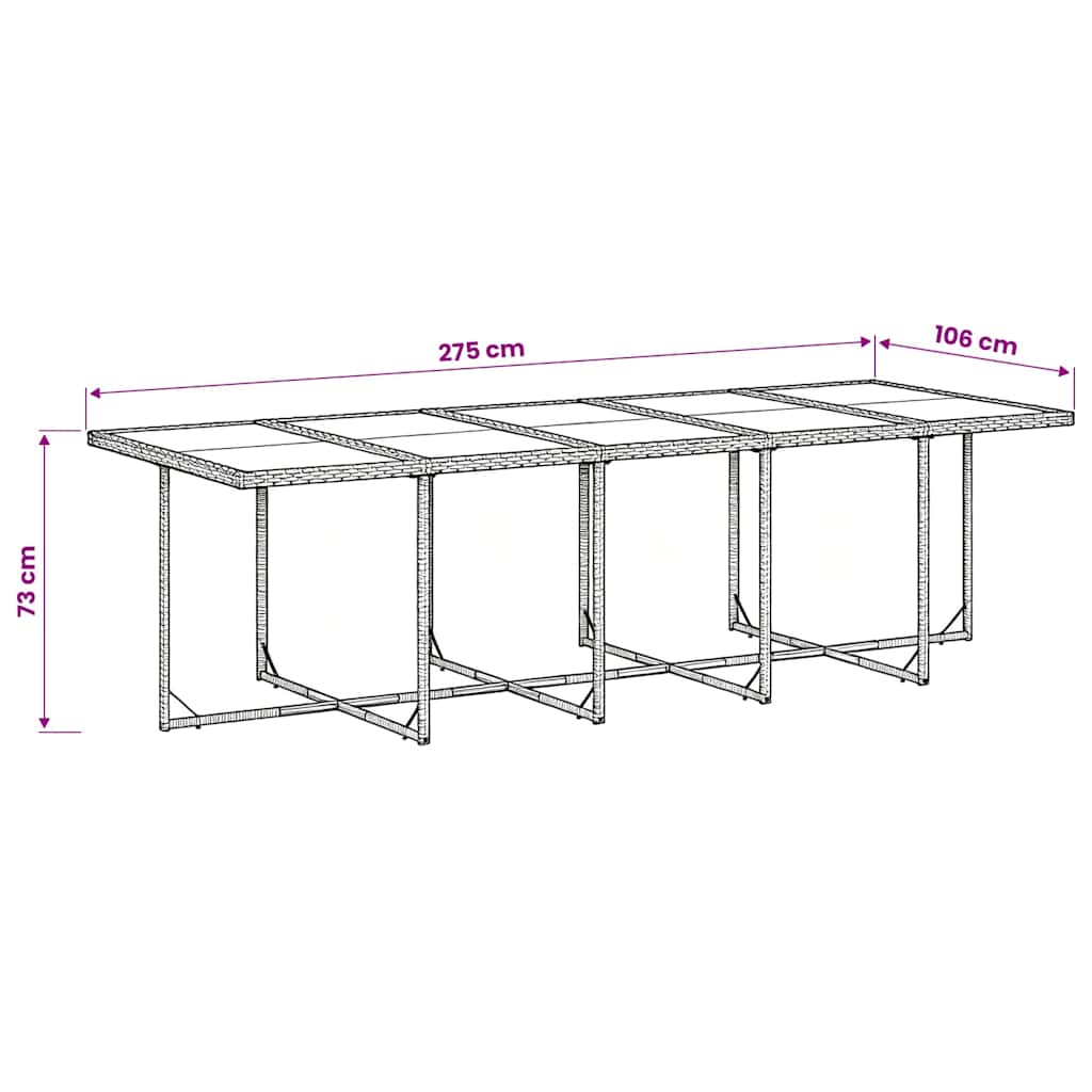 11-tlg. Garten-Essgruppe mit Kissen Schwarz Poly Rattan