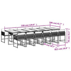 11-tlg. Garten-Essgruppe mit Kissen Hellgrau Poly Rattan