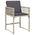 9-tlg. Garten-Essgruppe mit Kissen Hellgrau Poly Rattan