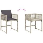 9-tlg. Garten-Essgruppe mit Kissen Hellgrau Poly Rattan