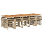 15-tlg. Garten-Essgruppe mit Kissen Beige Poly Rattan