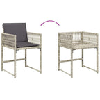 9-tlg. Garten-Essgruppe mit Kissen Hellgrau Poly Rattan