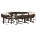 11-tlg. Garten-Essgruppe mit Kissen Braun Poly Rattan