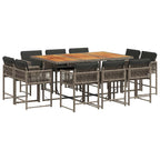 11-tlg. Garten-Essgruppe mit Kissen Grau Poly Rattan