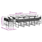 13-tlg. Garten-Essgruppe mit Kissen Grau Poly Rattan