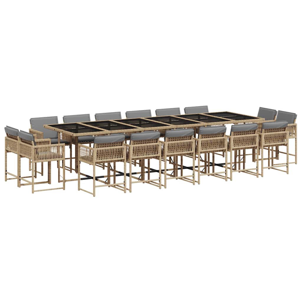 17-tlg. Garten-Essgruppe mit Kissen Beigemischung Poly Rattan