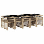 11-tlg. Garten-Essgruppe mit Kissen Beige Poly Rattan