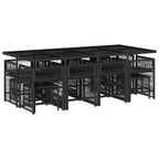 13-tlg. Garten-Essgruppe mit Kissen Schwarz Poly Rattan