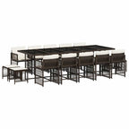 15-tlg. Garten-Essgruppe mit Kissen Braun Poly Rattan