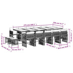 15-tlg. Garten-Essgruppe mit Kissen Hellgrau Poly Rattan
