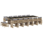 17-tlg. Garten-Essgruppe mit Kissen Beigemischung Poly Rattan