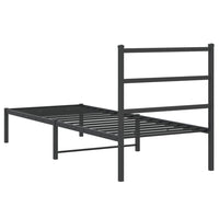 Bettgestell mit Kopfteil Metall Schwarz 75x190 cm