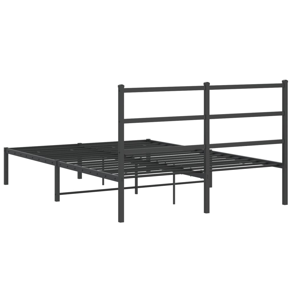 Bettgestell mit Kopfteil Metall Schwarz 140x190 cm