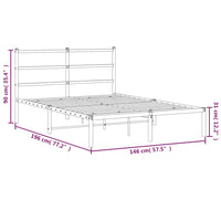 Bettgestell mit Kopfteil Metall Schwarz 140x190 cm