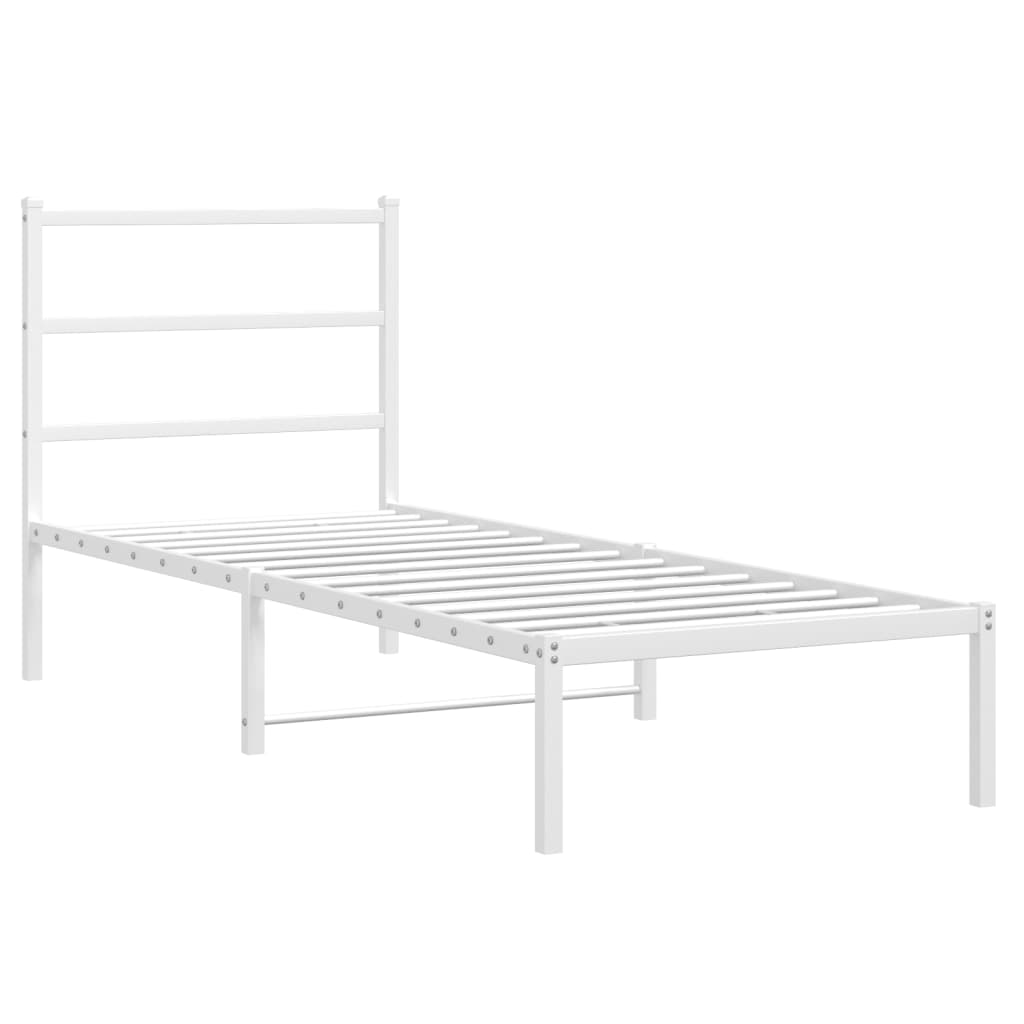 Metallbett ohne Matratze mit Kopfteil Weiß 75x190 cm