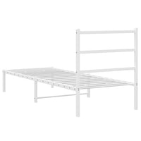 Metallbett ohne Matratze mit Kopfteil Weiß 75x190 cm